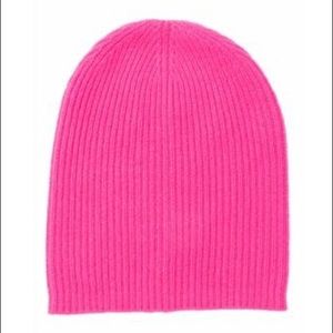 PORTOLANO RIBBED KNIT CASHMERE BEANIE NEON PINK